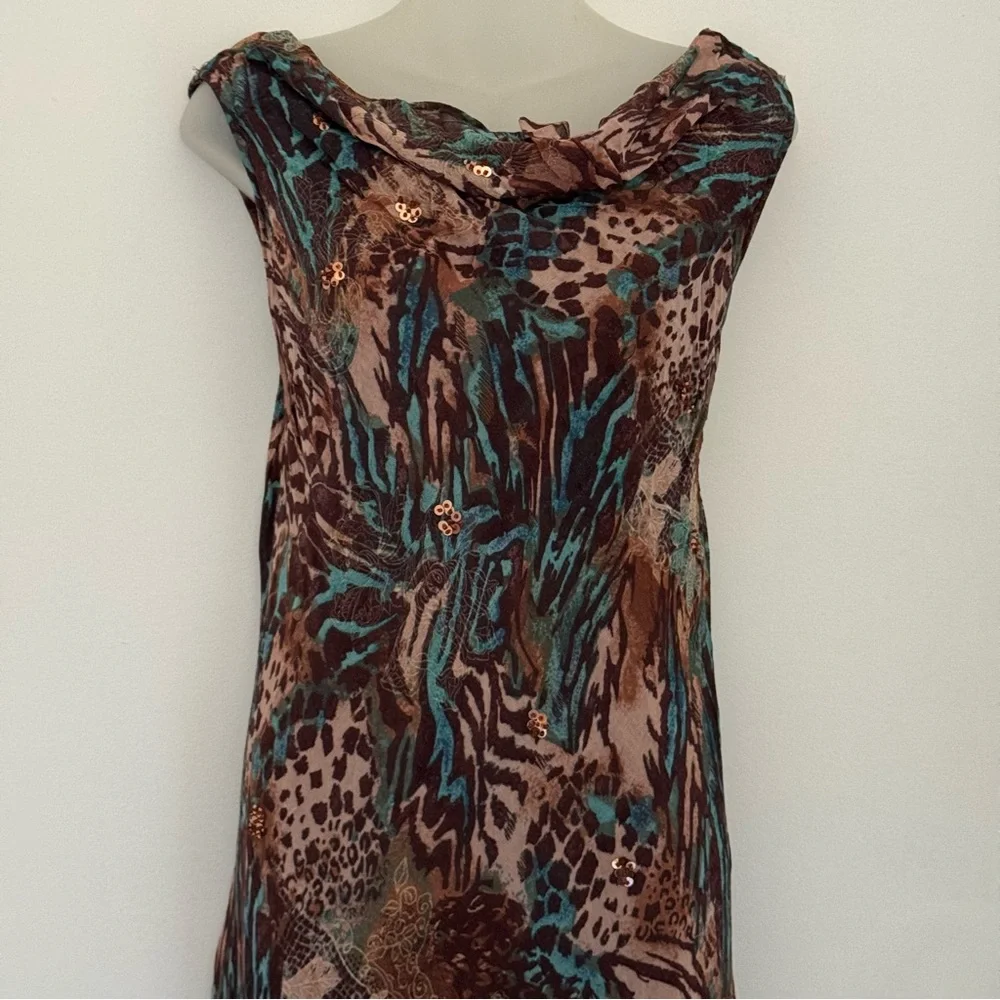 LOLA P- Floral bohemian cowl neck swing dress. XL - Picture 3 of 12